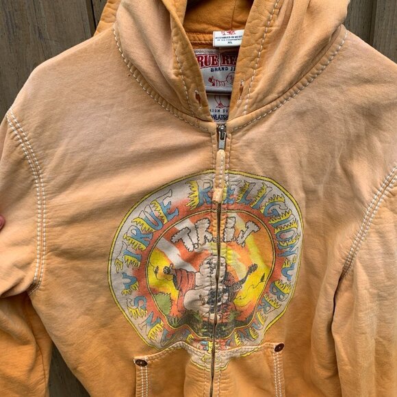 Vintage True Religion Big Logo Sweatshirt XL 'Buddha Sunburst' - Picture 7 of 9